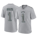 Kdoa P.Eagles #1 Jalen Hurts Player Gray Atmosphere Fashion Home Game Stitched Jerseys