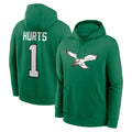 Kdoa P.Eagles #1 Jalen Hurts Player Green Pullover Hoodies Home Game Stitched Jerseys