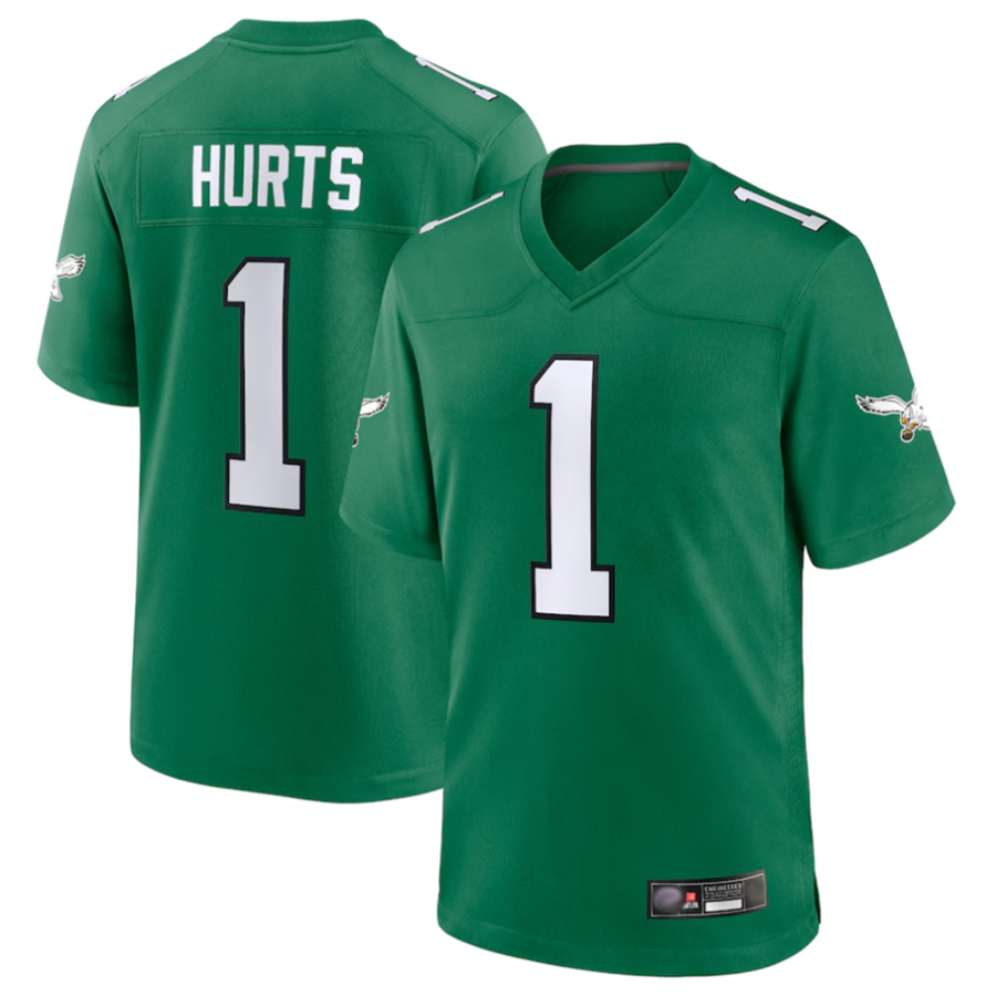 Kdoa P.Eagles #1 Jalen Hurts Player Kelly Green Game Stitched Jerseys