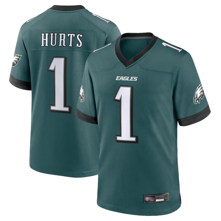 Kdoa P.Eagles #1 Jalen Hurts Player Midnight Green Game Stitched Jerseys