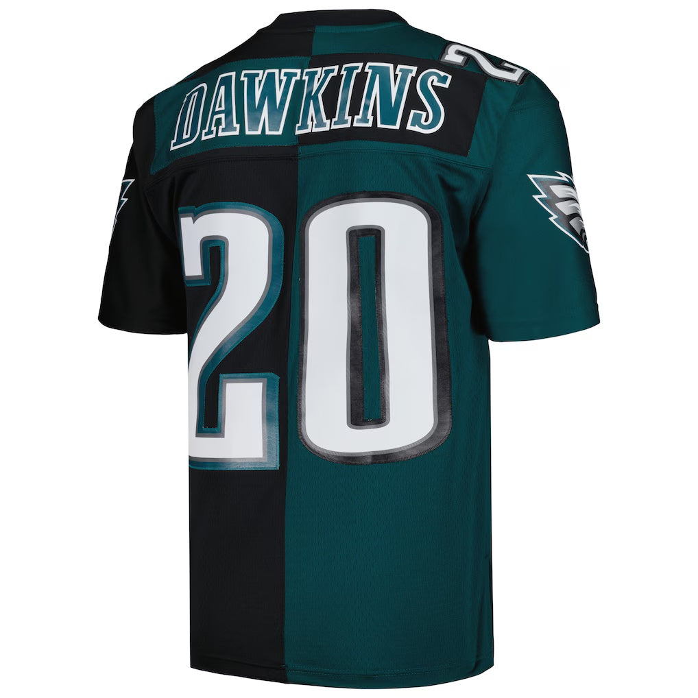 Kdoa P.Eagles #20 Brian Dawkins Mitchell & Ness Midnight Green-Black Split Legacy Replica Stitched Jerseys
