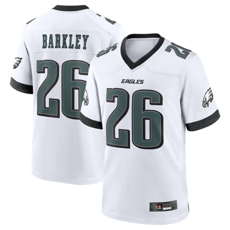 Kdoa P.Eagles #26 Saquon Barkley Midnight White Game Player Stitched American Stitched Jerseys