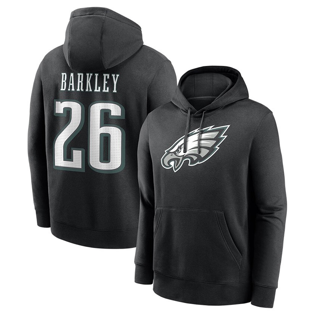 Kdoa P.Eagles #26 Saquon Barkley Player Black Pullover Hoodies Home Game Stitched Jerseys