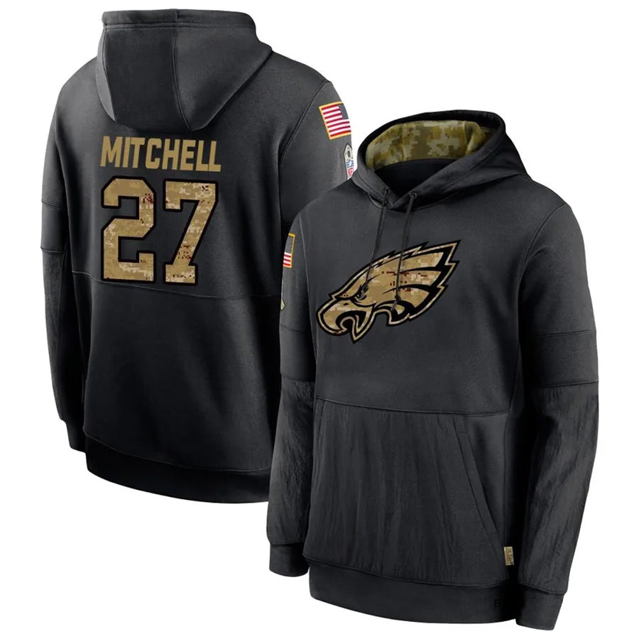 Kdoa P.Eagles #27 Quinyon Mitchell Player Black Military Hoodie Game Stitched Jerseys
