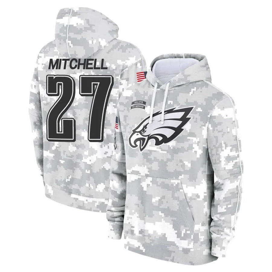 Kdoa P.Eagles #27 Quinyon Mitchell Player Military Hoodie Arctic Camo Salute To Service Stitched Jerseys