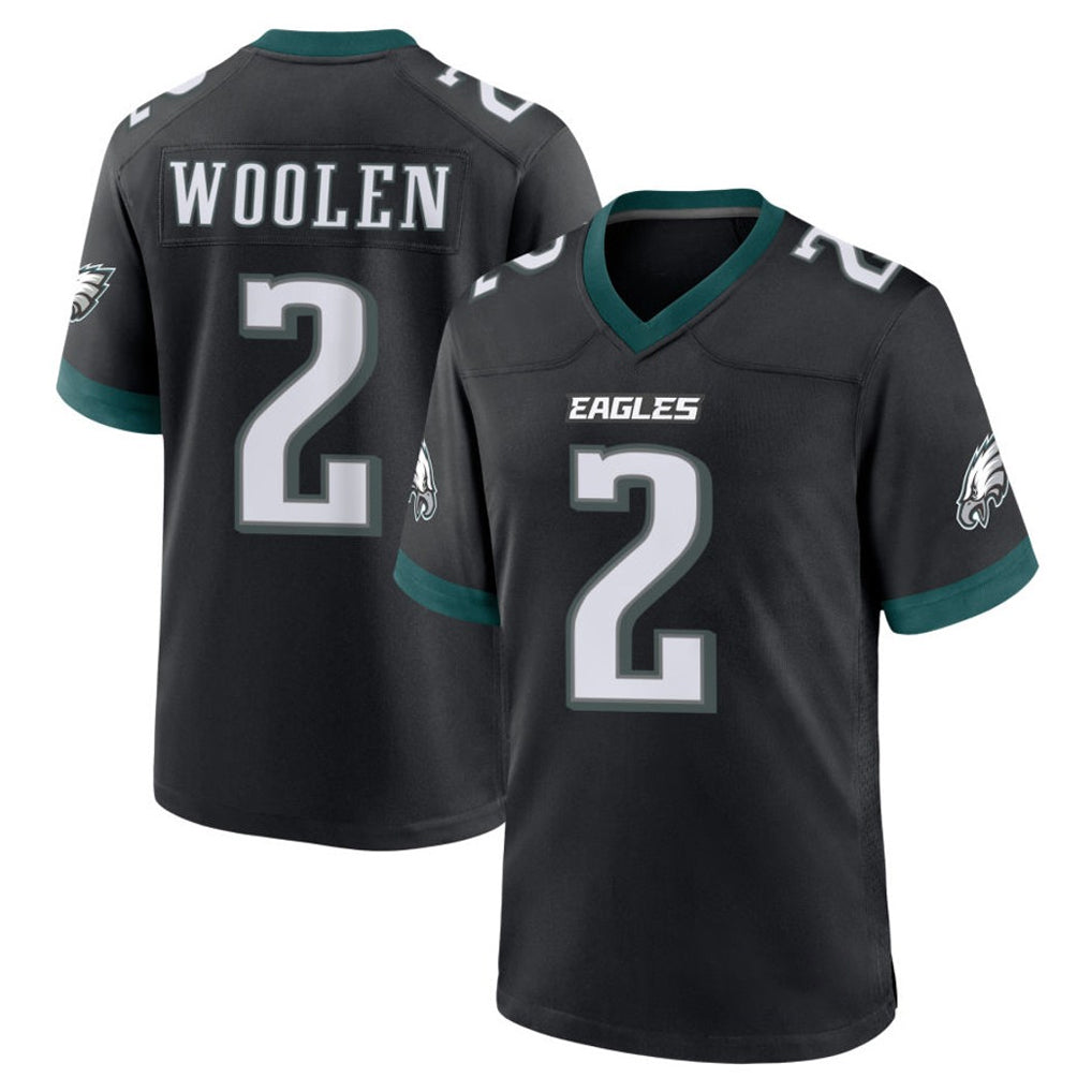Kdoa P.Eagles #2 Riq Woolen Player Black Game Home Stitched Jerseys