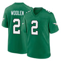 Kdoa P.Eagles #2 Riq Woolen Player Green Kelly Alternate Home Game Stitched Jerseys
