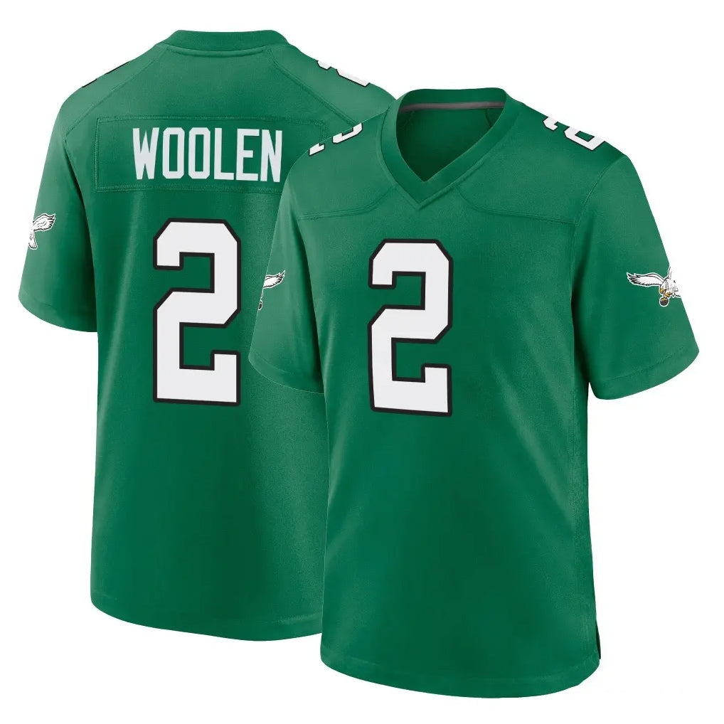 Kdoa P.Eagles #2 Riq Woolen Player Green Kelly Alternate Home Game Stitched Jerseys
