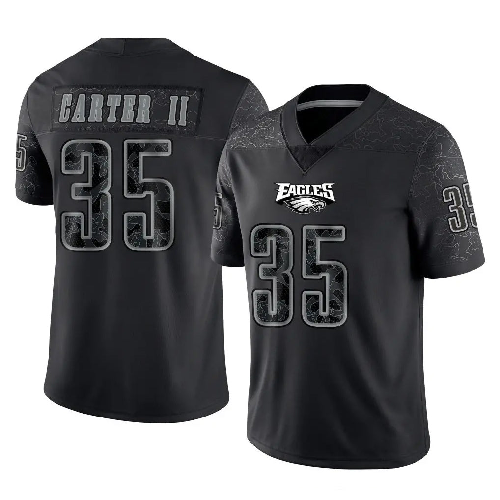 Kdoa P.Eagles #35 Michael Carter II Player Black Reflective Limited Home Game Stitched Jerseys