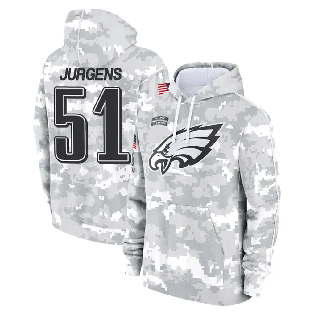 Kdoa P.Eagles #51 Cam Jurgens Player Arctic Camo Salute to Service Pullover Hoodies Limited Game Stitched Jerseys