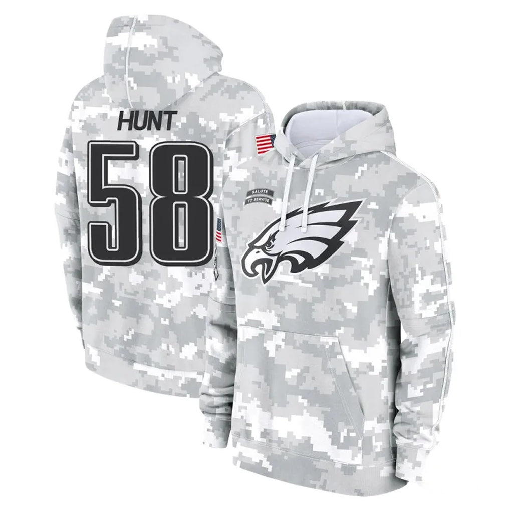 Kdoa P.Eagles #58 Jalyx Hunt Player Arctic Camo Salute to Service Pullover Hoodies Limited Game Stitched Jerseys