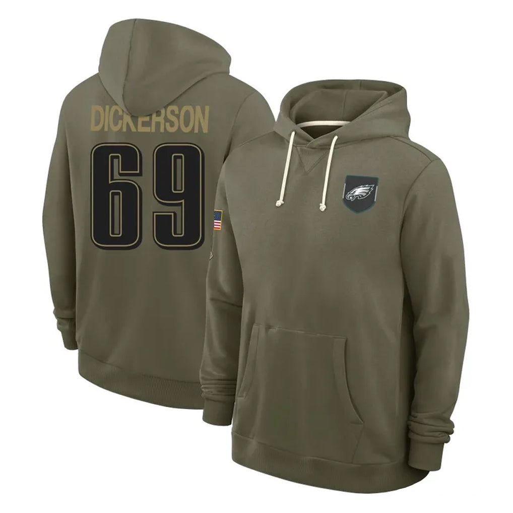 Kdoa P.Eagles #69 Landon Dickerson Player Olive Salute to Service Pullover Hoodies Limited Stitched Jerseys