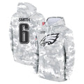 Kdoa P.Eagles #6 DeVonta Smith Player Arctic Camo Salute to Service Pullover Hoodies Limited Game Stitched Jerseys