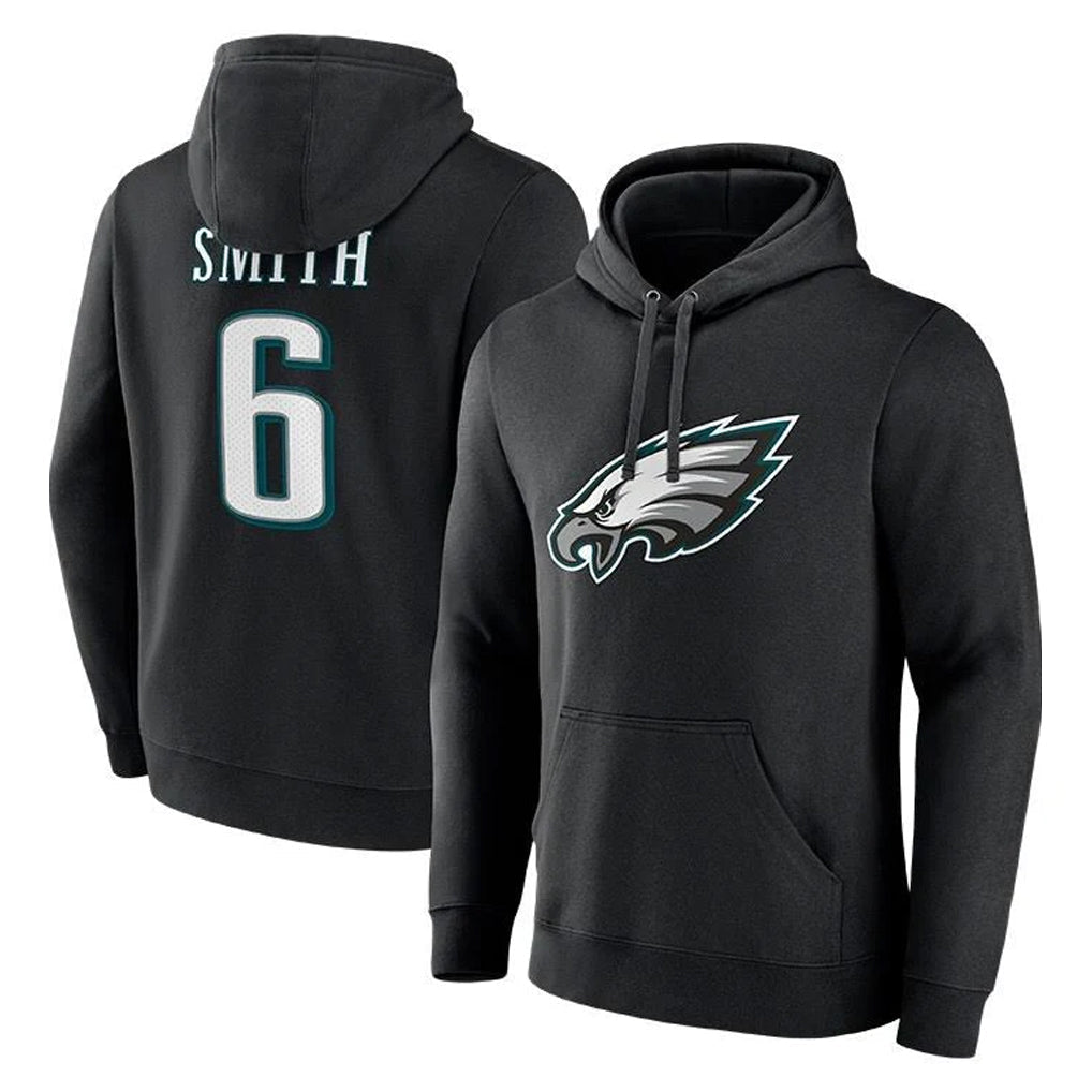 Kdoa P.Eagles #6 DeVonta Smith Player Black Pullover Hoodies Home Game Stitched Jerseys