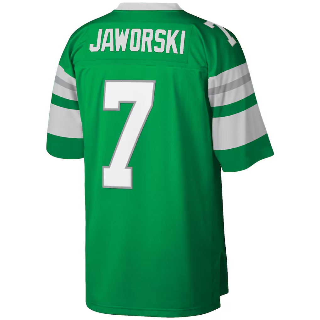 Kdoa P.Eagles #7 Ron Jaworski Mitchell & Ness Kelly Green Legacy Replica Stitched Puhic Jersey