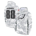 Kdoa P.Eagles #88 Dallas Goedert Player Arctic Camo Salute to Service Pullover Hoodies Limited Game Stitched Jerseys