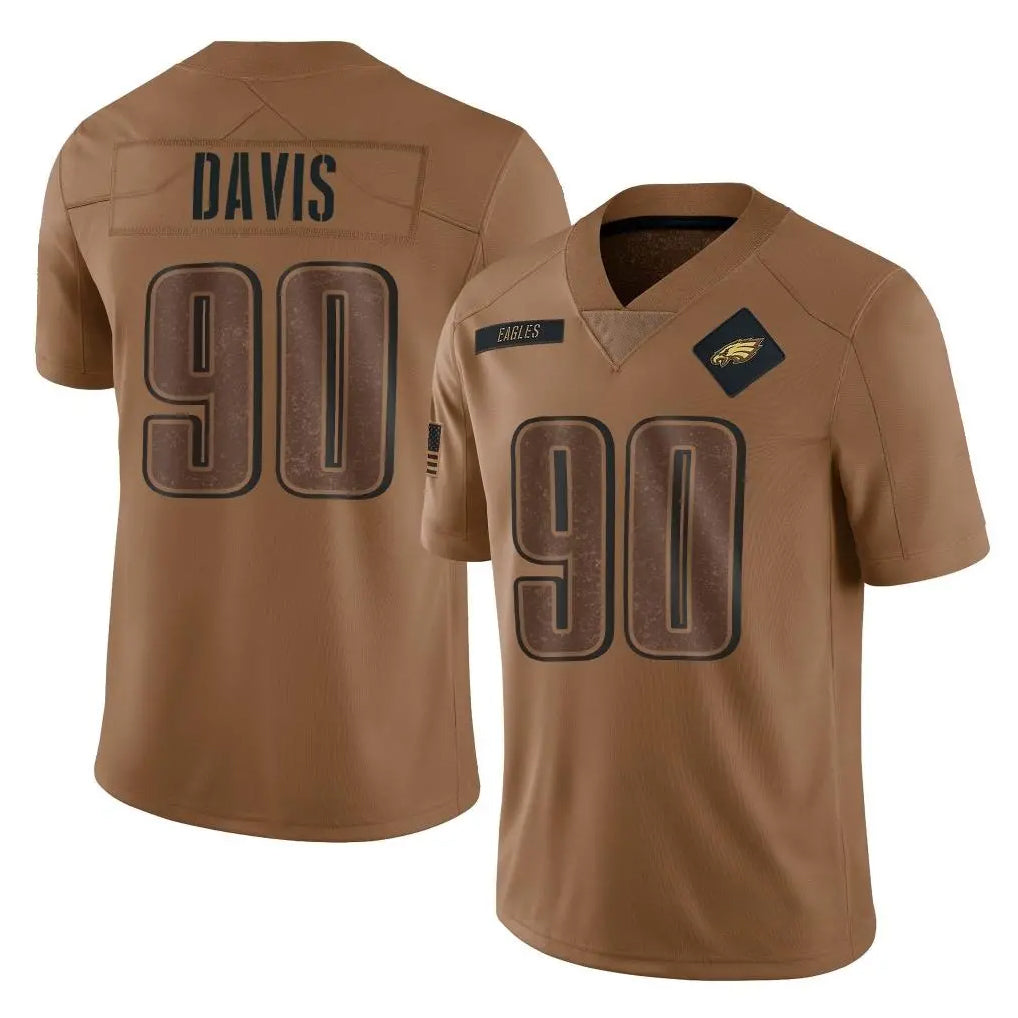 Kdoa P.Eagles #90 Jordan Davis Player Brown Salute To Service Limited Stitched Jerseys