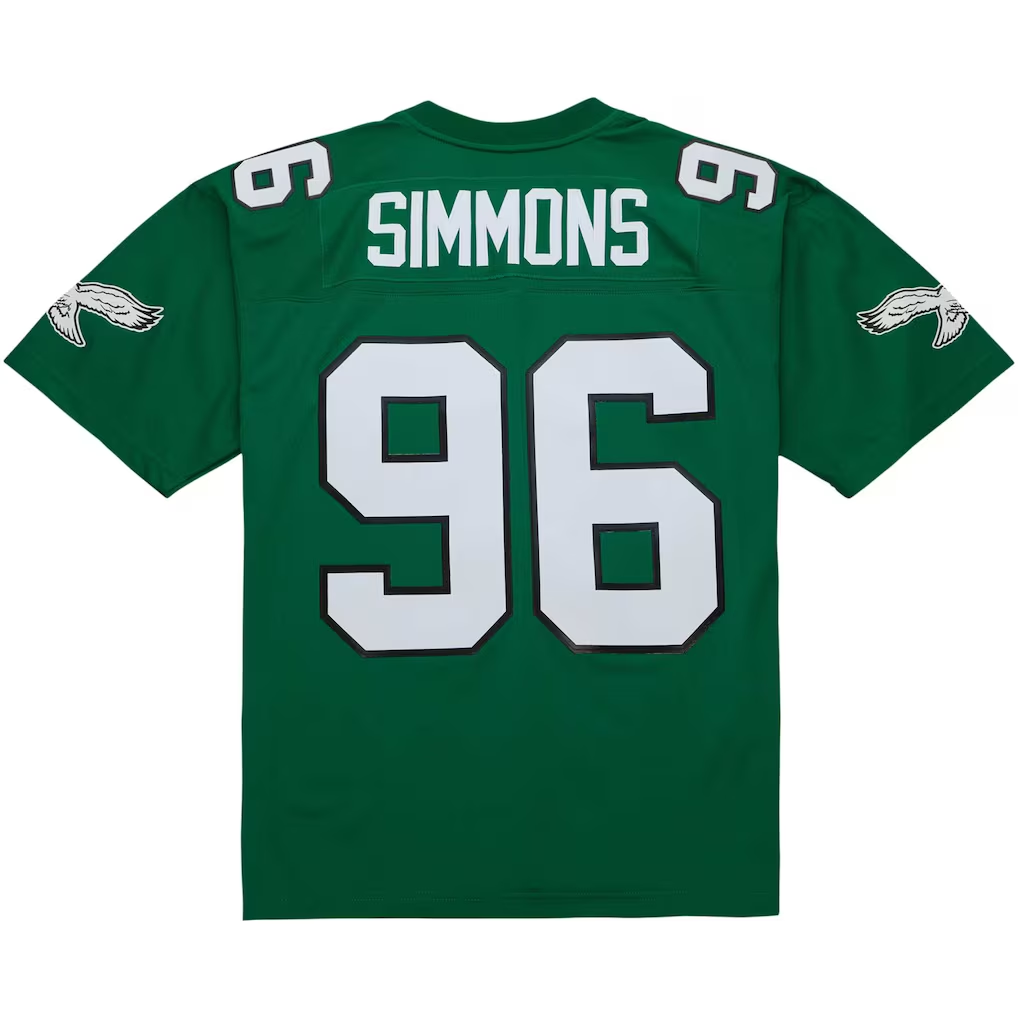 Kdoa P.Eagles #96 Clyde Simmons Mitchell & Ness Kelly Green Legacy Replica Jersey