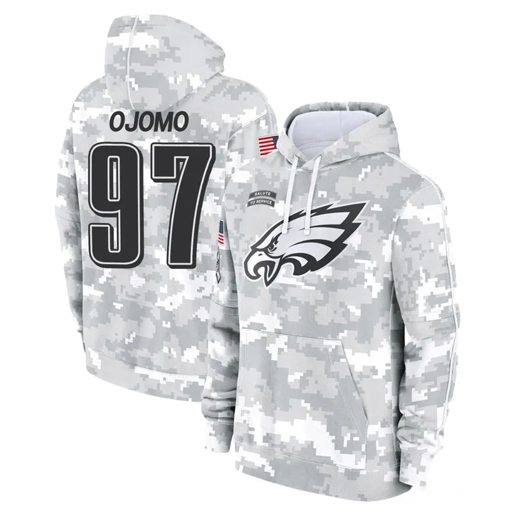 Kdoa P.Eagles #97 Moro Ojomo Player Arctic Camo Salute to Service Pullover Hoodies Limited Game Stitched Jerseys