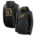 Kdoa P.Eagles #97 Moro Ojomo Player Black Salute to Service Hoodies Limited Game Stitched Jerseys