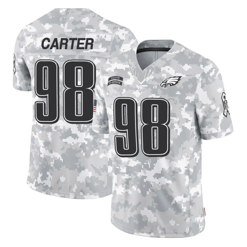 Kdoa P.Eagles #98 Jalen Carter Player Arctic Camo Salute to Service Limited Game Stitched Jerseys