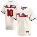 Kdoa P.Phillies #10 J.T. Realmuto Player Cream Home Limited Stitched Jerseys