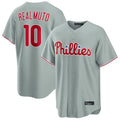 Kdoa P.Phillies #10 J.T. Realmuto Player Gray Home Game Stitched Jerseys