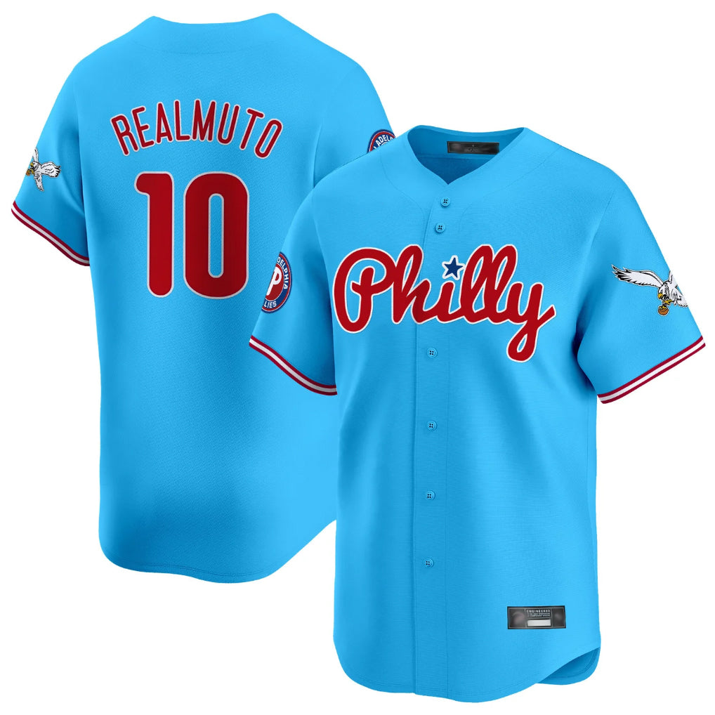 Kdoa P.Phillies #10 J.T. Realmuto Player Light Blue Phillies & Eagles Vapor Premier Limited Stitched Jerseys