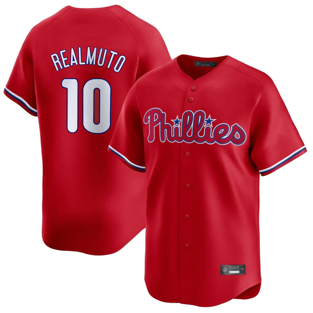 Kdoa P.Phillies #10 J.T. Realmuto Player Red Home Limited Stitched Jerseys