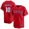 Kdoa P.Phillies #10 J.T. Realmuto Player Red Home Limited Stitched Jerseys