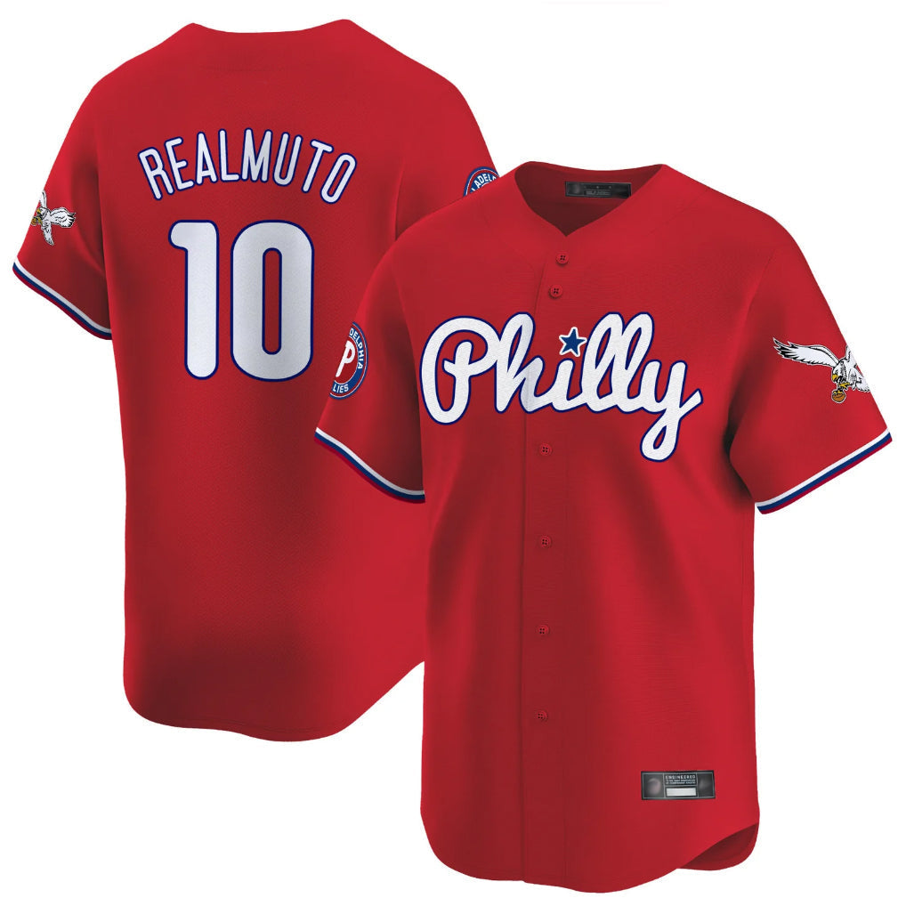 Kdoa P.Phillies #10 J.T. Realmuto Player Red Phillies & Eagles Vapor Premier Limited Stitched Jerseys