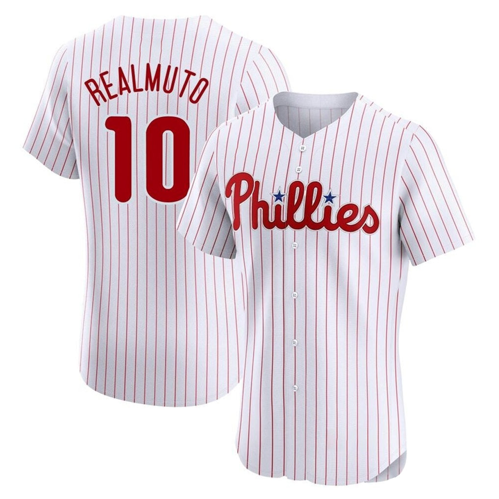 Kdoa P.Phillies #10 J.T. Realmuto Player White Home Limited Elite Stitched Jerseys