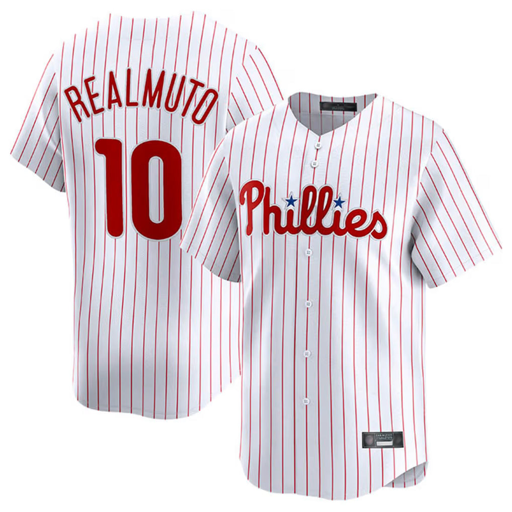 Kdoa P.Phillies #10 J.T. Realmuto Player White Home Limited Stitched Jerseys