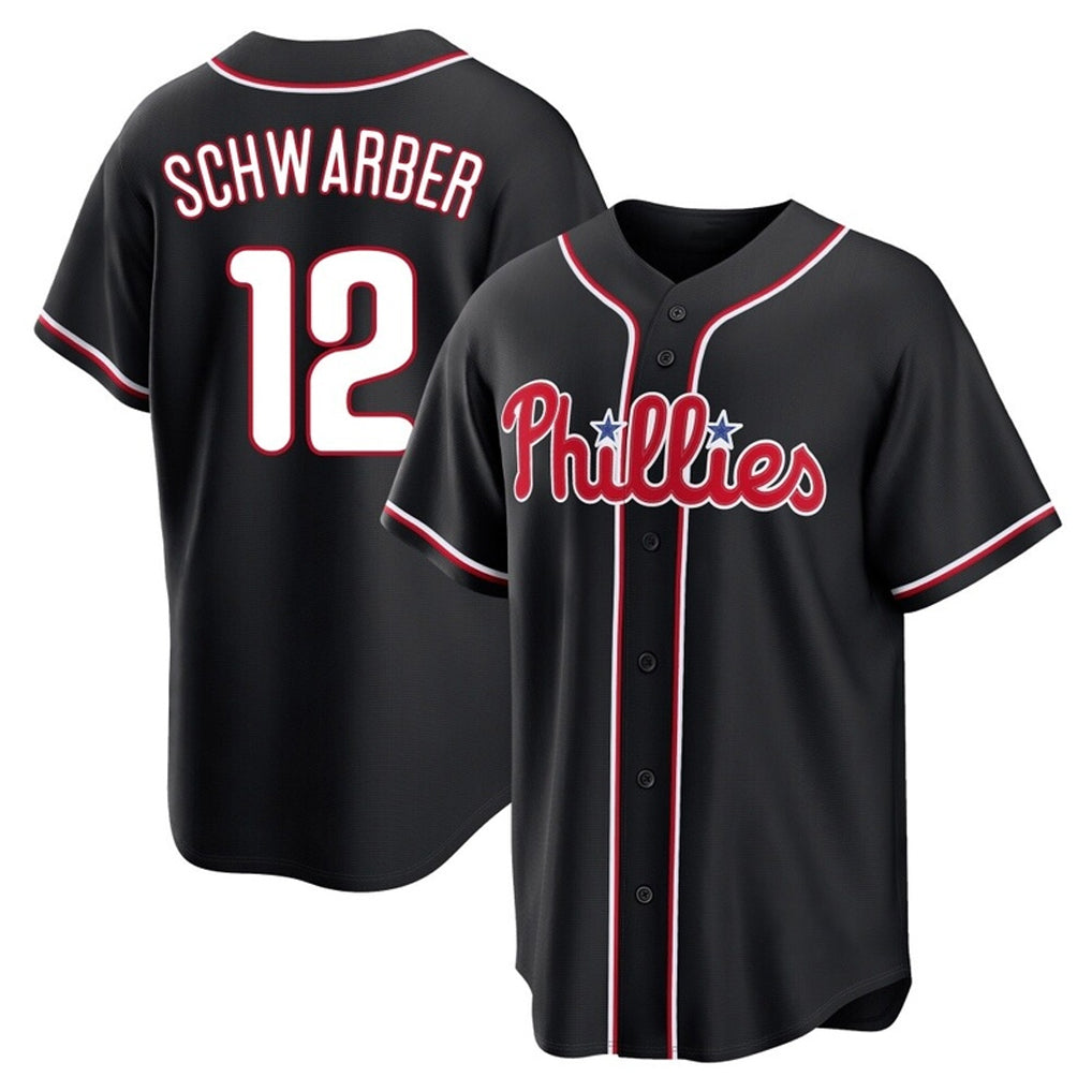 Kdoa P.Phillies #12 Kyle Schwarber Player Black Fashion Out Home Game Stitched Jerseys
