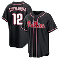 Kdoa P.Phillies #12 Kyle Schwarber Player Black Fashion Out Home Game Stitched Jerseys