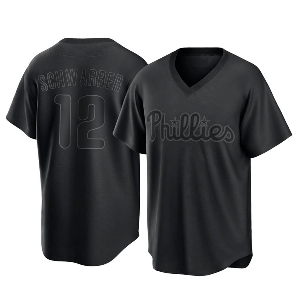 Kdoa P.Phillies #12 Kyle Schwarber Player Black Pitch Fashion Limited T-shirt Stitched Jerseys