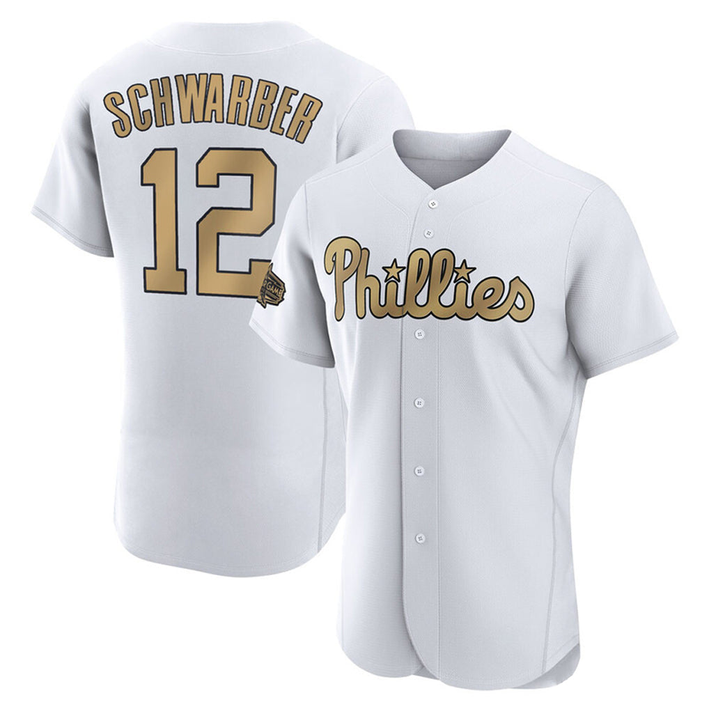 Kdoa P.Phillies #12 Kyle Schwarber Player Gold All-Star Home Limited Elite Stitched Jerseys