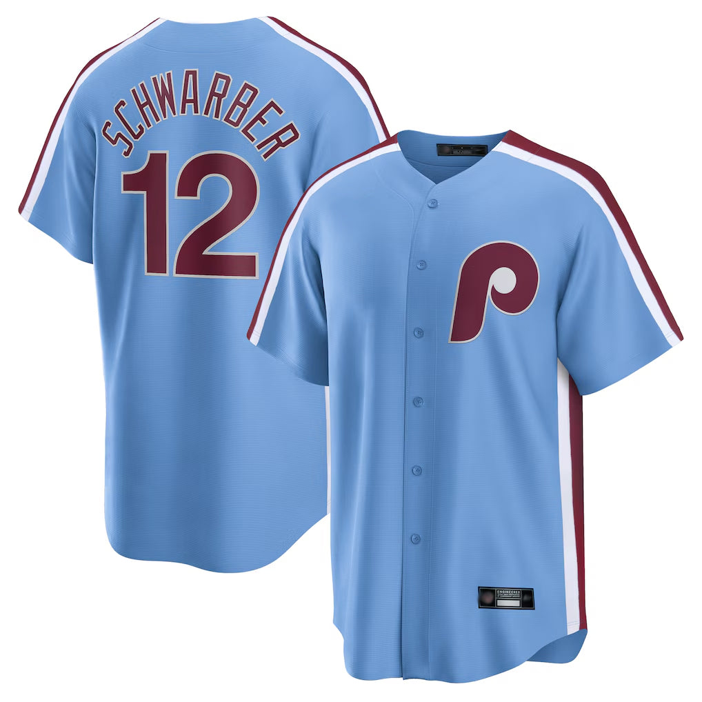 Kdoa P.Phillies #12 Kyle Schwarber Player Light Blue Home Game Stitched Jerseys