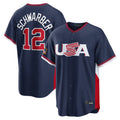 Kdoa P.Phillies #12 Kyle Schwarber Player Navy USA World Classic Game Limited Stitched Jerseys