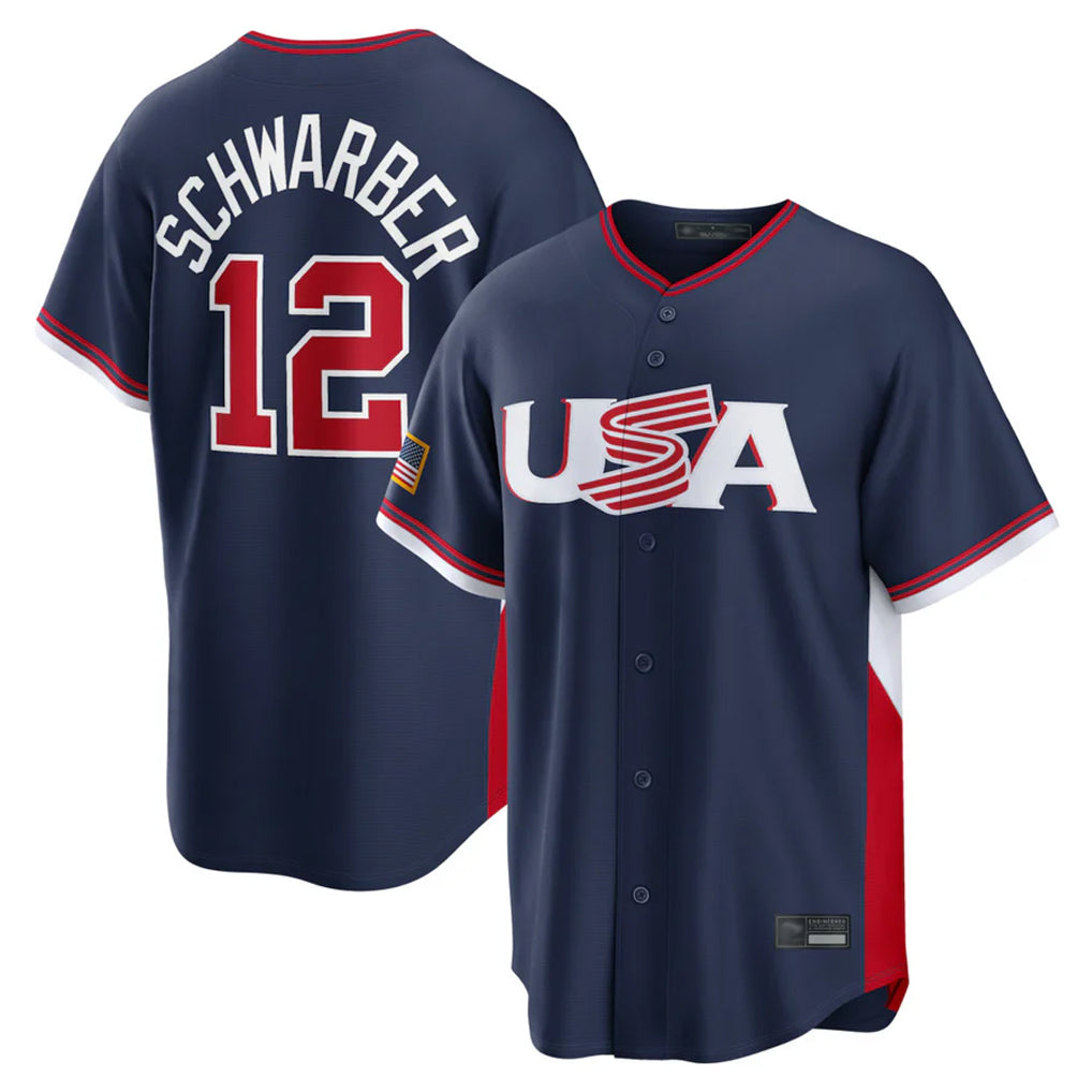 Kdoa P.Phillies #12 Kyle Schwarber Player Navy USA World Classic Game Limited Stitched Jerseys