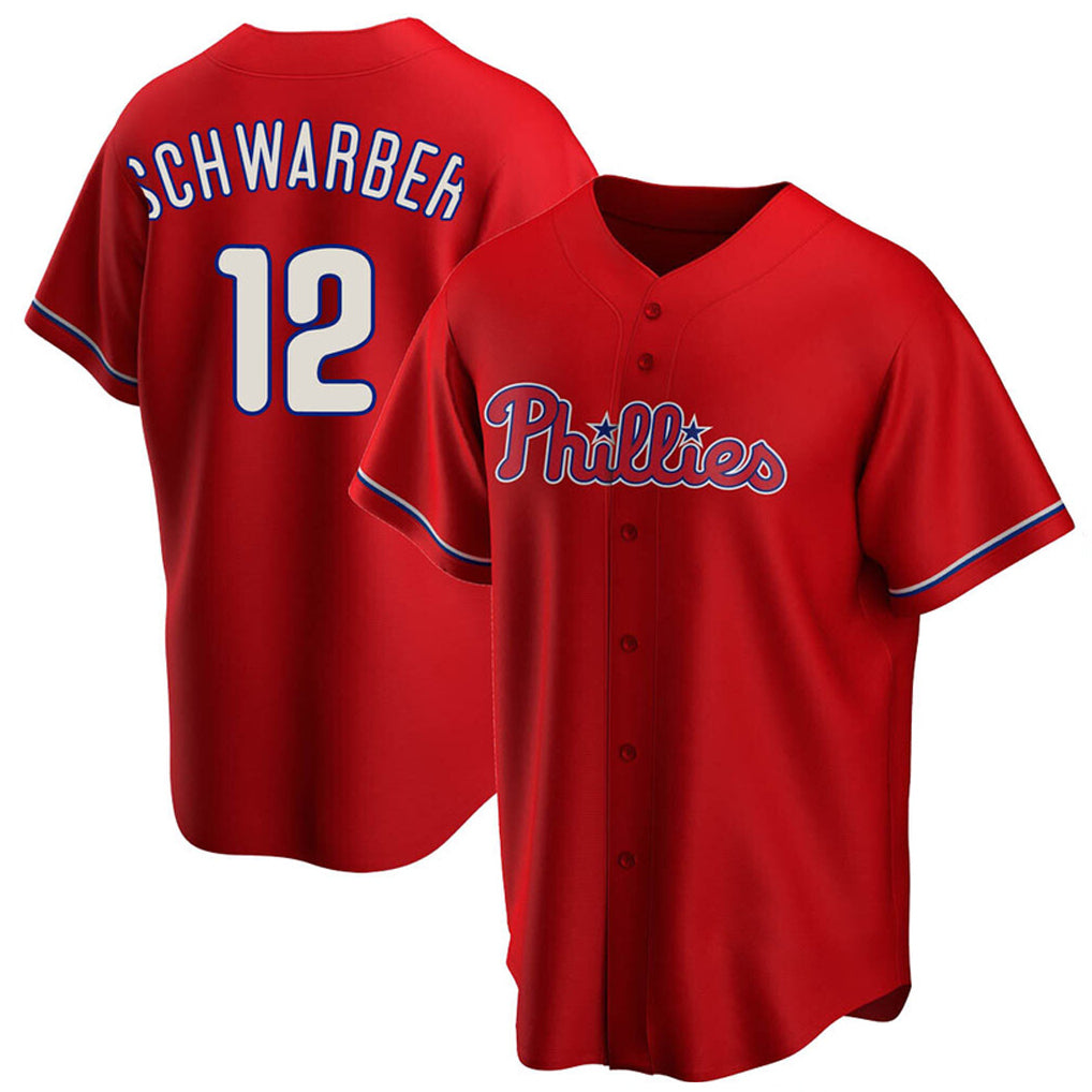 Kdoa P.Phillies #12 Kyle Schwarber Player Red Home Game Stitched Jerseys