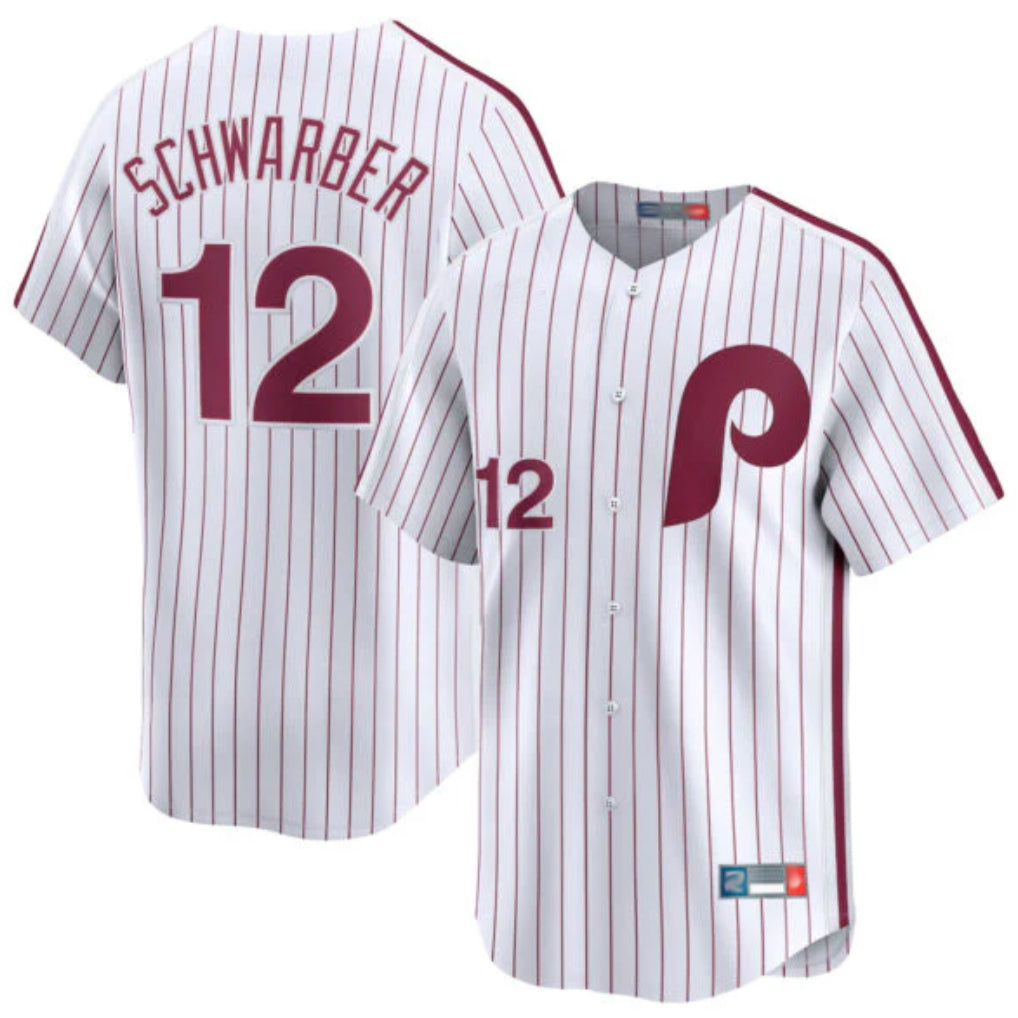 Kdoa P.Phillies #12 Kyle Schwarber Player White Cooperstown Collection Limited Home Stitched Jerseys