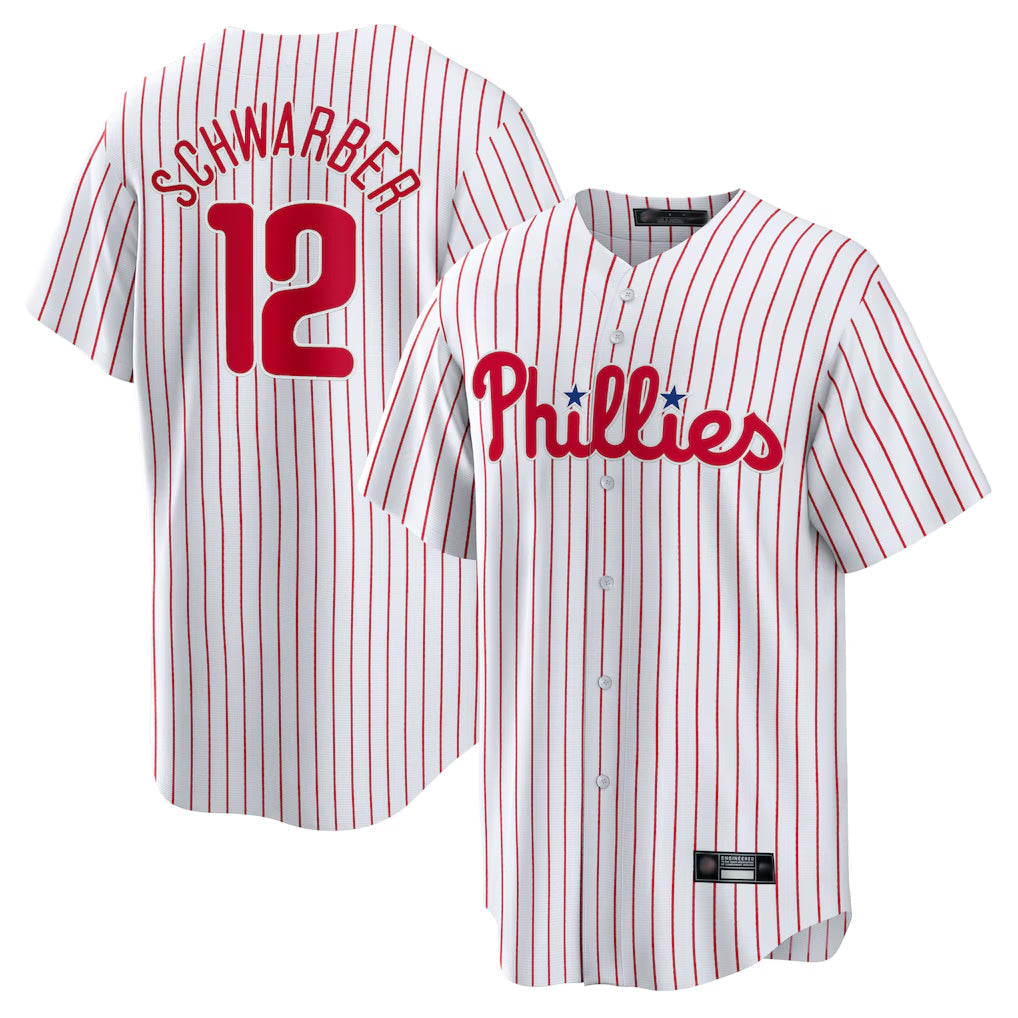 Kdoa P.Phillies #12 Kyle Schwarber Player White Home Game Stitched Jerseys