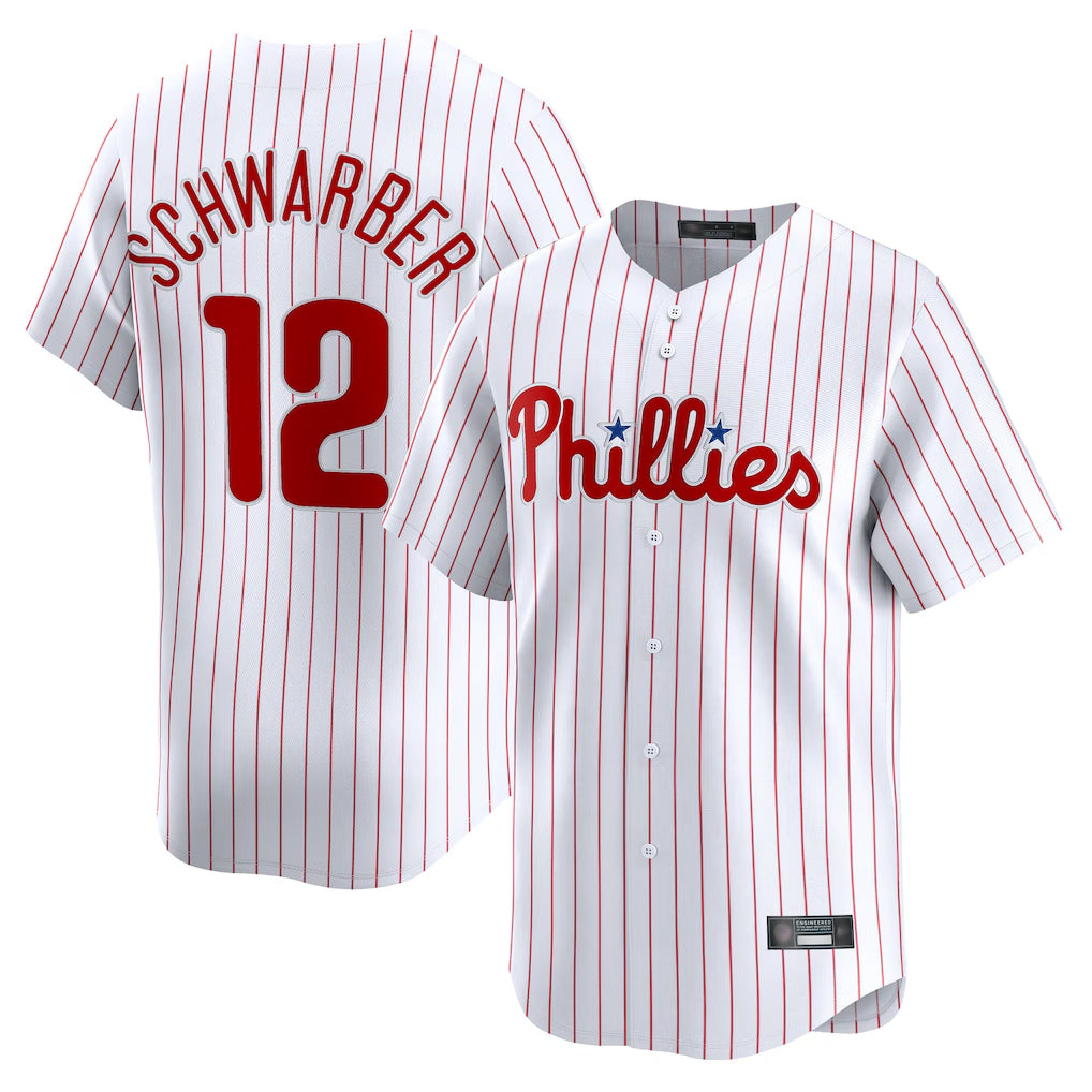 Kdoa P.Phillies #12 Kyle Schwarber Player White Home Limited Stitched Jerseys