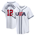 Kdoa P.Phillies #12 Kyle Schwarber Player White USA World Classic Game Limited Stitched Jerseys