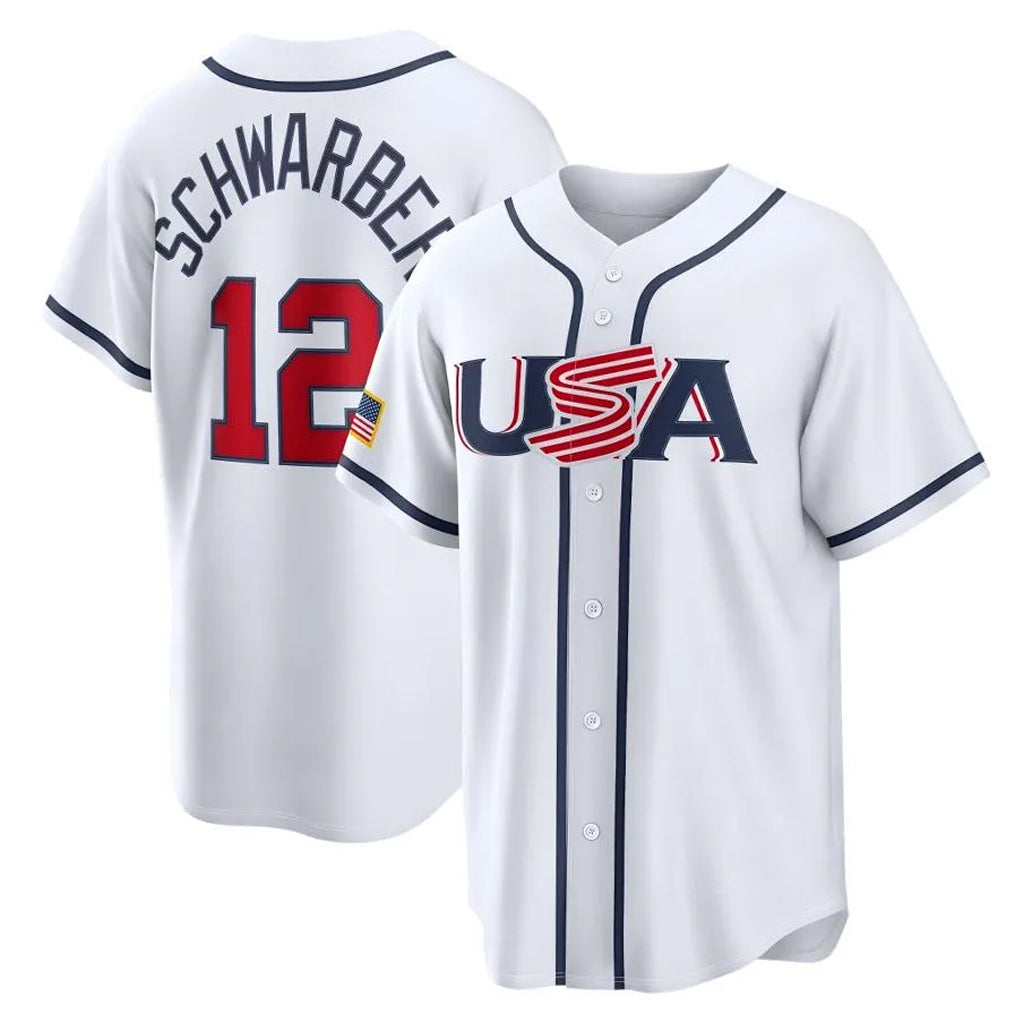 Kdoa P.Phillies #12 Kyle Schwarber Player White USA World Classic Game Limited Stitched Jerseys