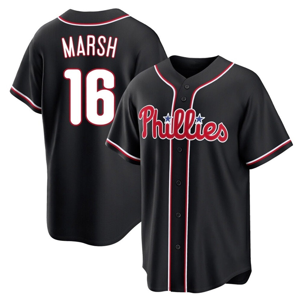 Kdoa P.Phillies #16 Brandon Marsh Player Black Fashion Out Home Game Stitched Jerseys