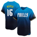 Kdoa P.Phillies #16 Brandon Marsh Player Blue City Connect Home Limited Stitched Jerseys