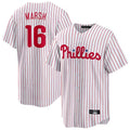 Kdoa P.Phillies #16 Brandon Marsh Player White Home Game Stitched Jerseys