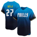 Kdoa P.Phillies #27 Aaron Nola Player Blue City Connect Home Limited Stitched Jerseys
